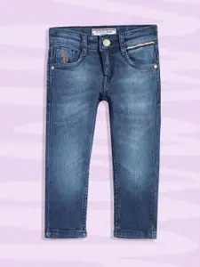 U.S. Polo Assn. Kids Boys Blue Skinny Fit Mid-Rise Clean Look Light Fade Stretchable Jeans