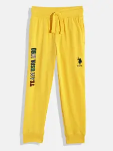 U.S. Polo Assn. Kids Boys Yellow Brand Logo Applique Pure Cotton Joggers