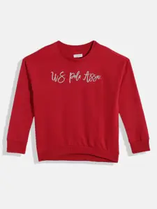 U.S. Polo Assn. Kids Girls Red Printed Sweatshirt