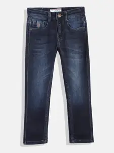 U.S. Polo Assn. Kids Boys Blue Slim Fit Heavy Fade Stretchable Jeans