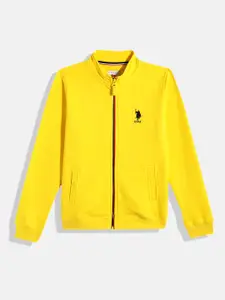 U.S. Polo Assn. Kids Boys Yellow Spain Alphanumeric Embroidered Front-Open Sweatshirt