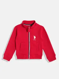 U.S. Polo Assn. Kids Boys Red Alphanumeric Back Embroidered Sweatshirt