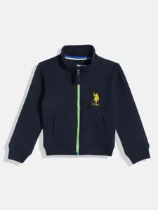U.S. Polo Assn. Kids Boys Navy Blue Brazil Alphanumeric Back Embroidered Sweatshirt