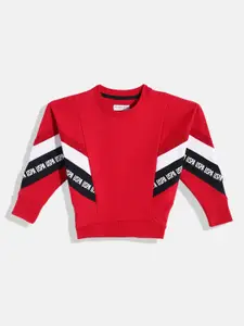 U.S. Polo Assn. Kids Girls Red Placement Print Sweatshirt