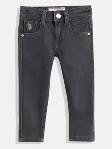 U.S. Polo Assn. Kids Boys Grey Slim Fit Light Fade Stretchable Jeans