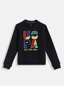 U.S. Polo Assn. Kids U S Polo Assn Kids Boys Navy Blue Applique Design Sweatshirt