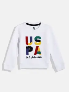 U.S. Polo Assn. Kids U.S.Polo Assn. Kids Boys White Self Design Sweatshirt