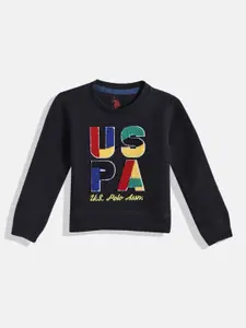 U.S. Polo Assn. Kids Boys Navy Blue Embroidered Sweatshirt