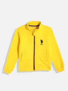 U.S. Polo Assn. Kids Boys Yellow Alphanumeric Back Embroidered Sweatshirt