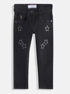 U.S. Polo Assn. Kids Girls Slim Fit Printed Stretchable Jeans