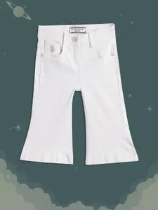U.S. Polo Assn. Kids Girls White Bootcut Stretchable Jeans