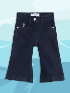 U.S. Polo Assn. Kids Girls Navy Blue Bootcut Stretchable Jeans