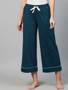 Chemistry Women Blue Solid Cotton Lounge Pants