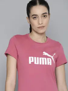 Puma Women Pink Brand Logo Printed Pure Cotton T-shirt
