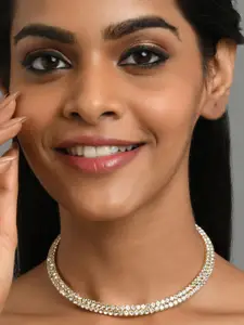 Fida Women Silver-Toned & White Silver-Plated Handcrafted Necklace