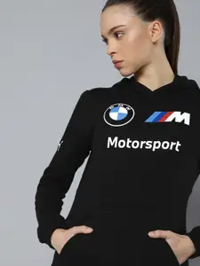 PUMA Motorsport Women Brand Logo Printed BMW M Motorsport Hooded Regular Fit Sweatshirt