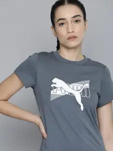 Puma Women Regular Fit Brand Logo Printed Pure Cotton T-shirt