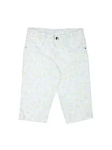 Gini and Jony Girls White Floral Printed Shorts
