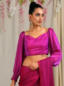Swtantra Women Magenta Solid Padded Saree Blouse