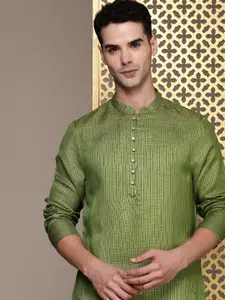 House of Pataudi Checked Woven Design Regular Jashn Pure Cotton Kurta with Pyjama