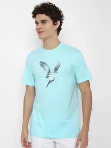 AMERICAN EAGLE OUTFITTERS Men Blue Typography Printed Extended Sleeves T-shirt