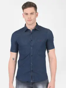 Crimsoune Club Men Navy Blue Slim Fit Casual Shirt