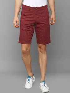Louis Philippe Sport Men Maroon Printed Slim Fit Shorts