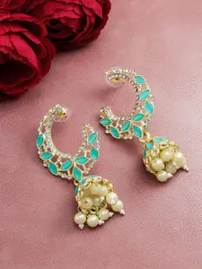 aadita Gold-Plated Contemporary Jhumkas Earrings
