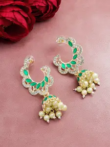 aadita Gold-Plated Contemporary Jhumkas Earrings