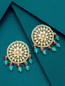 aadita Gold-Plated & White Circular Studs Earrings