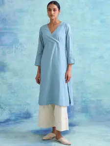 W The Folksong Collection Women Blue Embroidered Kurta
