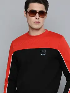 one8 x PUMA Men Black Colourblocked Slim Fit Sweatshirt