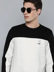 one8 x PUMA Men White Slim Fit Colourblocked Crew Sweatshirt