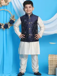 VASTRAMAY Boys Cream-Coloured Kurta with Pyjamas
