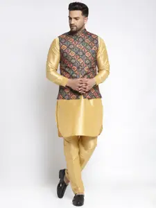 Kaifoo Men Gold-Toned Kurta with Pyjamas