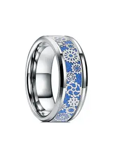 Yellow Chimes Silver-Plated Wheel Design Band Finger Ring
