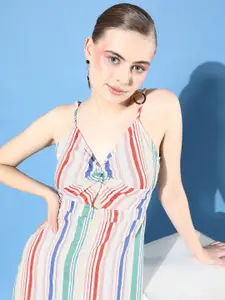 Moda Rapido Multicoloured Candy Striped Retro Optimism Twists knots A-Line Dress