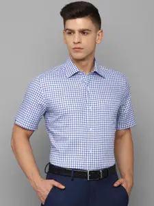 Louis Philippe Men Blue Gingham Checks Checked Formal Shirt
