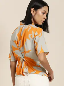her by invictus Printed Waist Tie-Up Casual Shirt