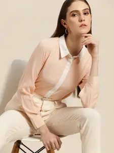 her by invictus Women Contrast Collar Casual Shirt