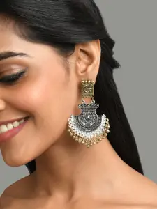 Fida Gold-Toned & Silver-Toned Geometric Drop Earrings