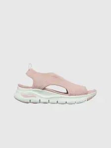 Skechers Women Pink Suede Sports Sandals