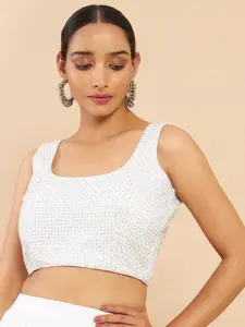 Soch Silver Embroidery & Sequins Saree Blouse