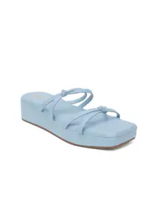 SHUZ TOUCH Blue Platform Sandals with Bows