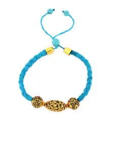 Tistabene Men Turquoise Blue & Gold-Toned Wraparound Bracelet