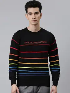 Proline Active Men Black & Red Striped Pullover
