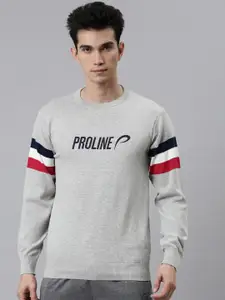 Proline Active Men Grey & White Printed Pullover