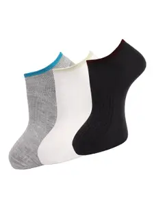 Dollar Socks Men Pack Of 3 Assorted Ankle-Length Combed Cotton Socks