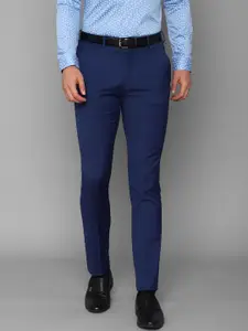 Louis Philippe Men Navy Blue Textured Slim Fit Trousers