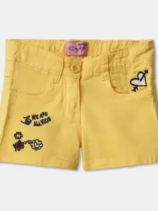 R&B Girls Yellow Printed Shorts